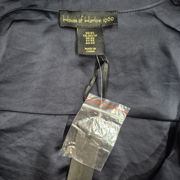 House Of Harlow 1960 Dress Size XSP, Elegant Navy Wrap Dress, NWT - Picture 6 of 6